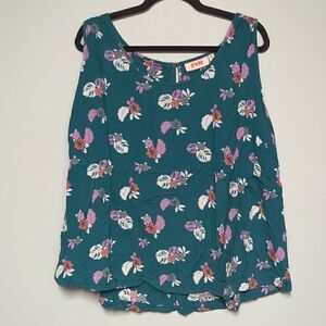 EVRI Green Floral Sleeveless Blouse